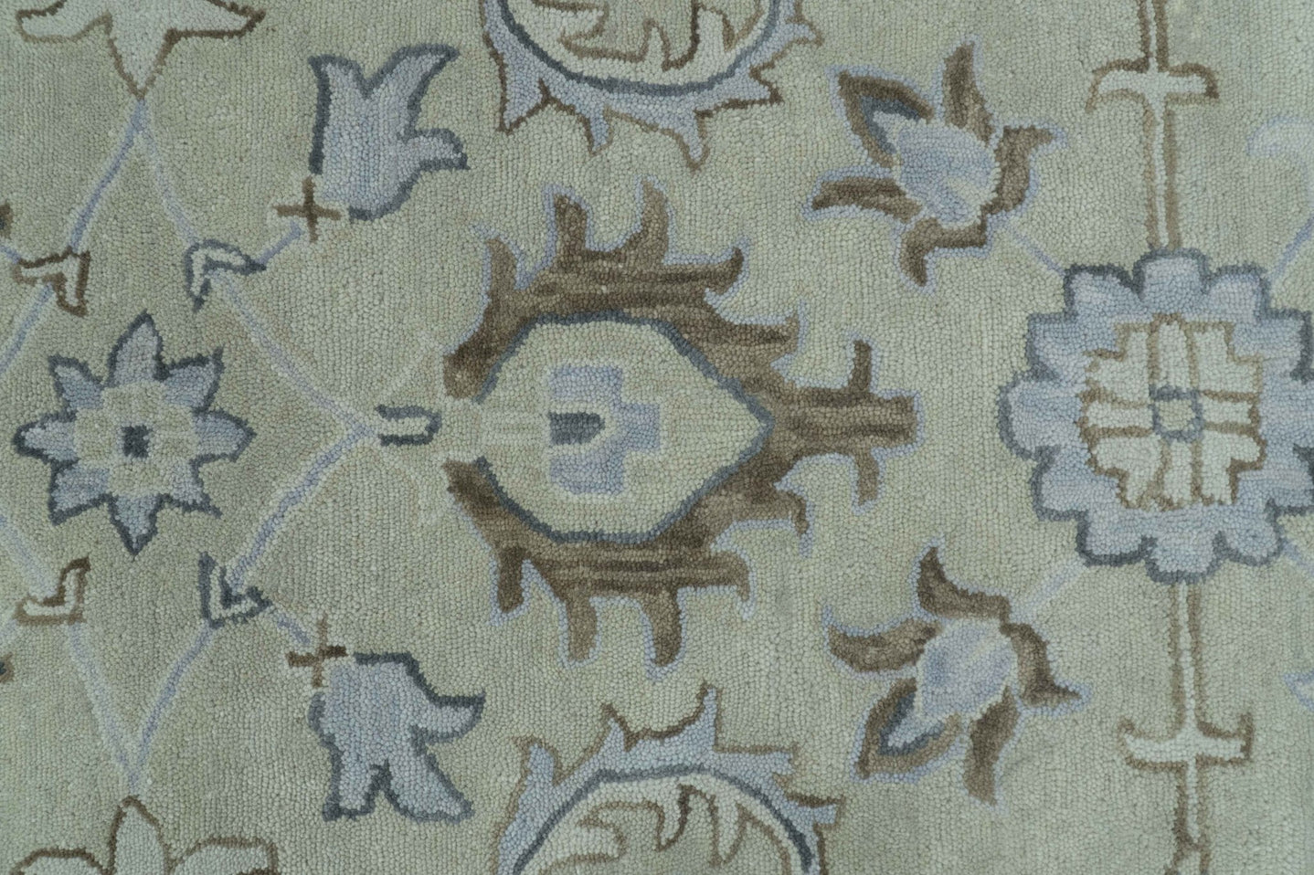 Traditional Oushak Design Beige, Blue And Silver 8x10 Hand Tufted Wool Area Rug - The Rug Decor