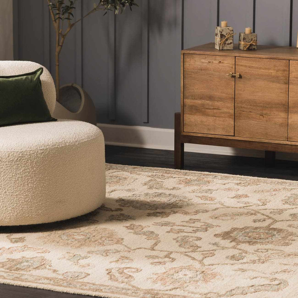 Traditional Oushak Design Beige Hand Tufted Wool Area Rug - The Rug Decor