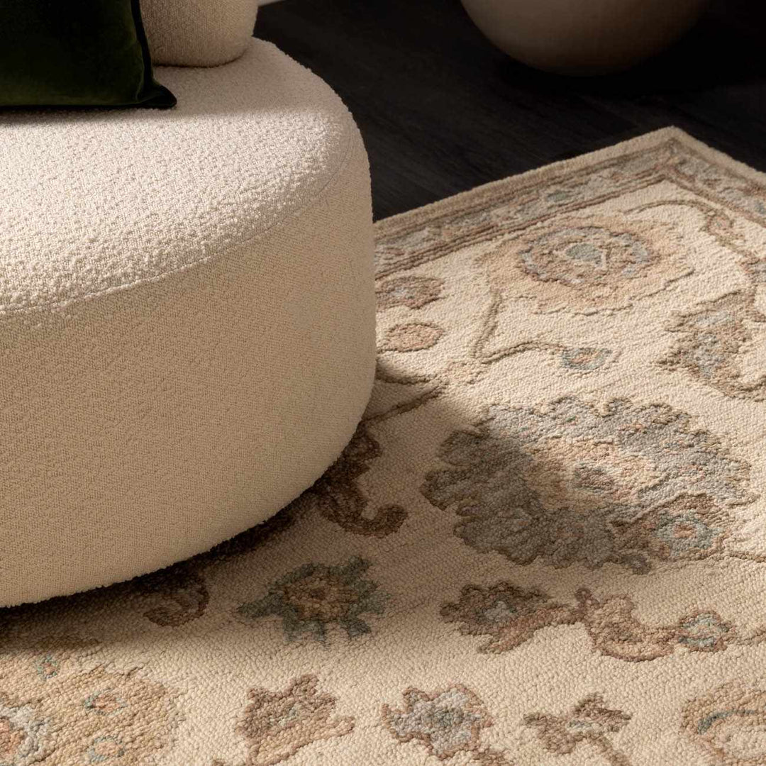 Traditional Oushak Design Beige Hand Tufted Wool Area Rug - The Rug Decor