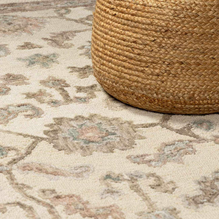 Traditional Oushak Design Beige Hand Tufted Wool Area Rug - The Rug Decor