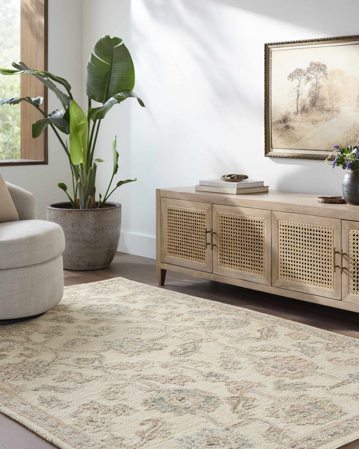 Traditional Oushak Design Beige Hand Tufted Wool Area Rug - The Rug Decor