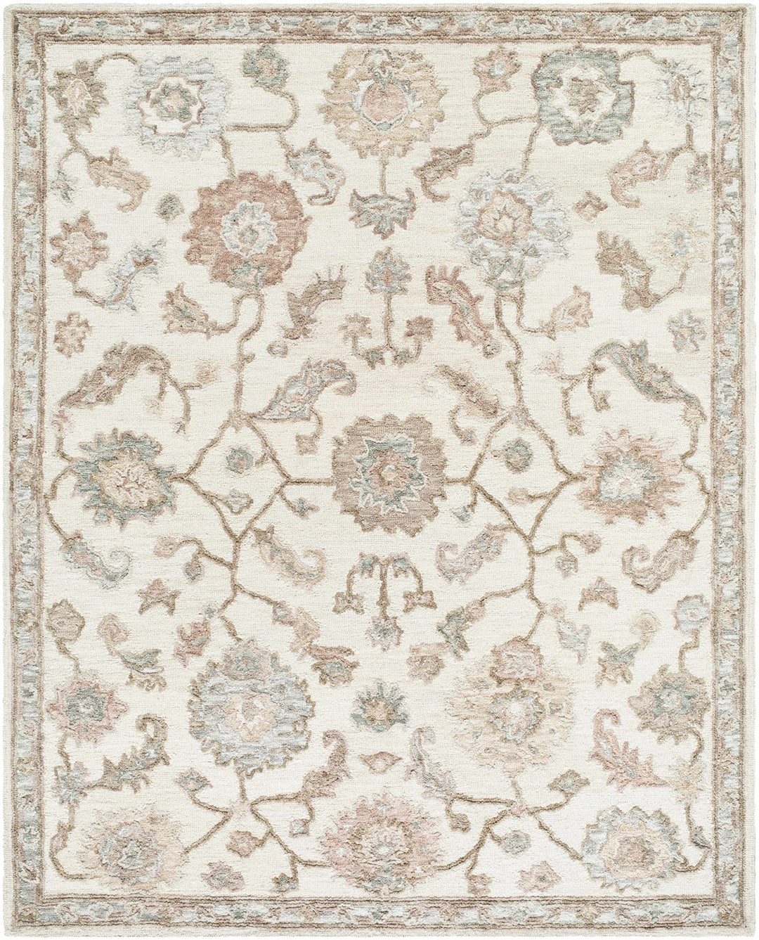 Traditional Oushak Design Beige Hand Tufted Wool Area Rug - The Rug Decor