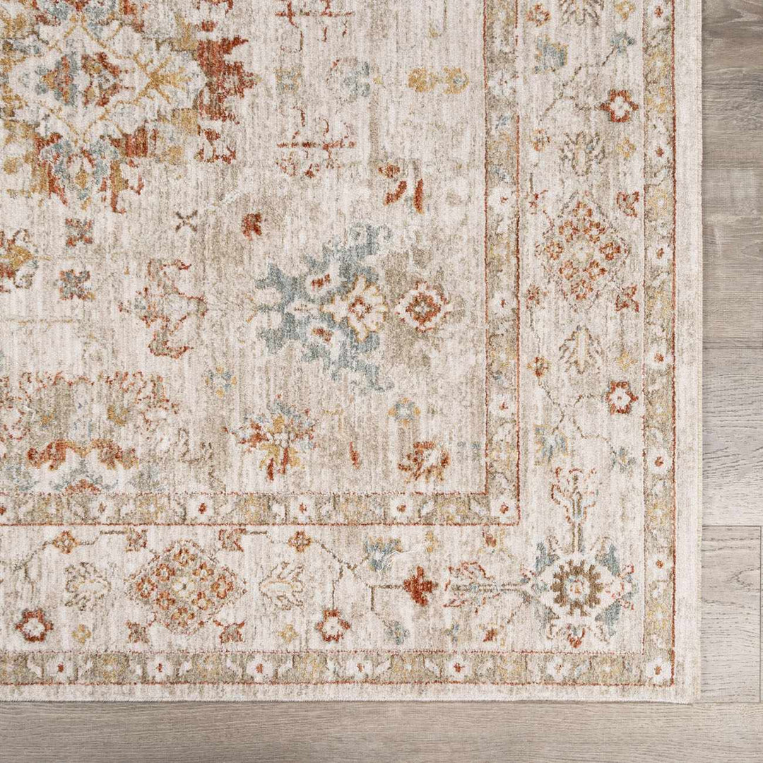 Traditional Oushak Design Beige Machine Woven Area Rug - The Rug Decor