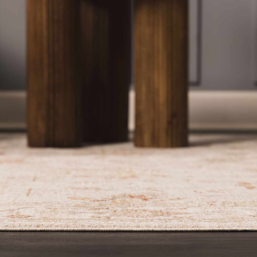 Traditional Oushak Design Beige Machine Woven Area Rug - The Rug Decor