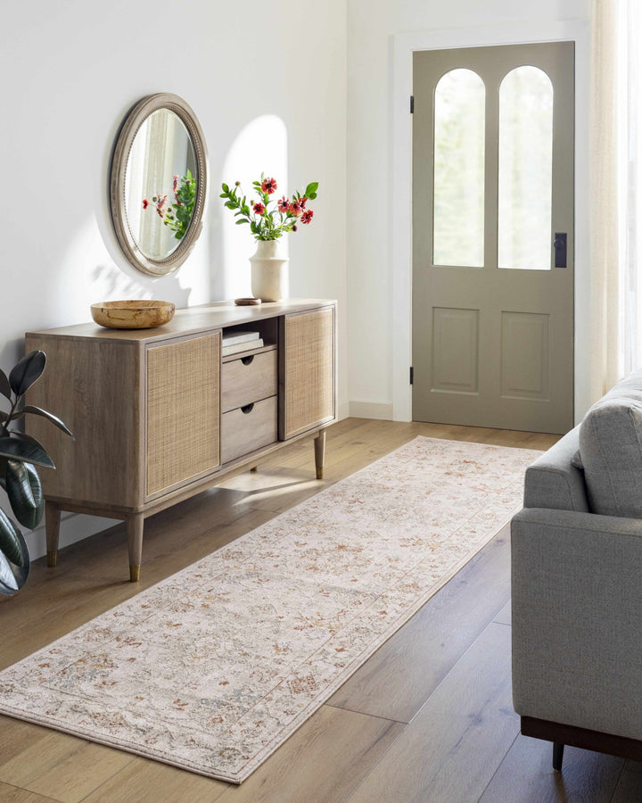 Traditional Oushak Design Beige Machine Woven Area Rug - The Rug Decor