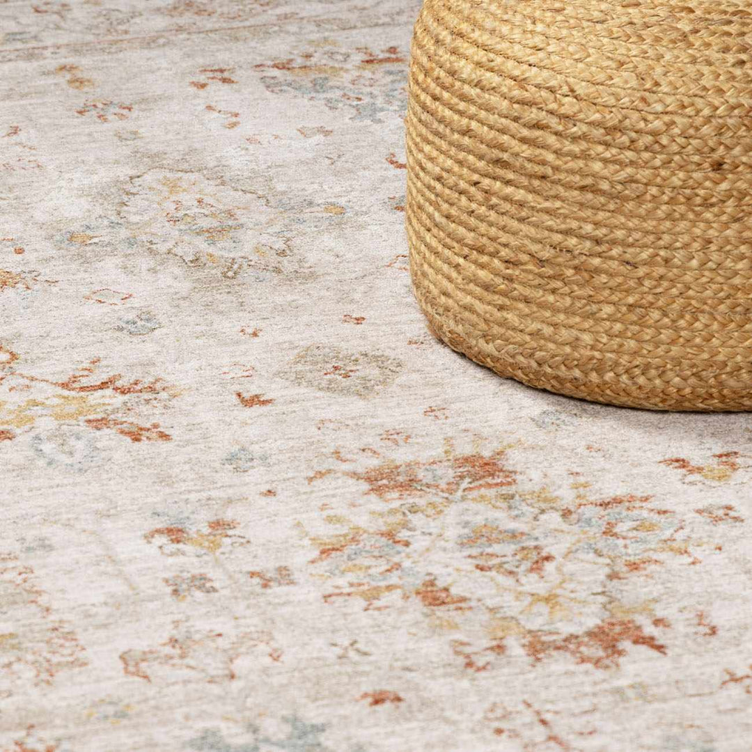 Traditional Oushak Design Beige Machine Woven Area Rug - The Rug Decor