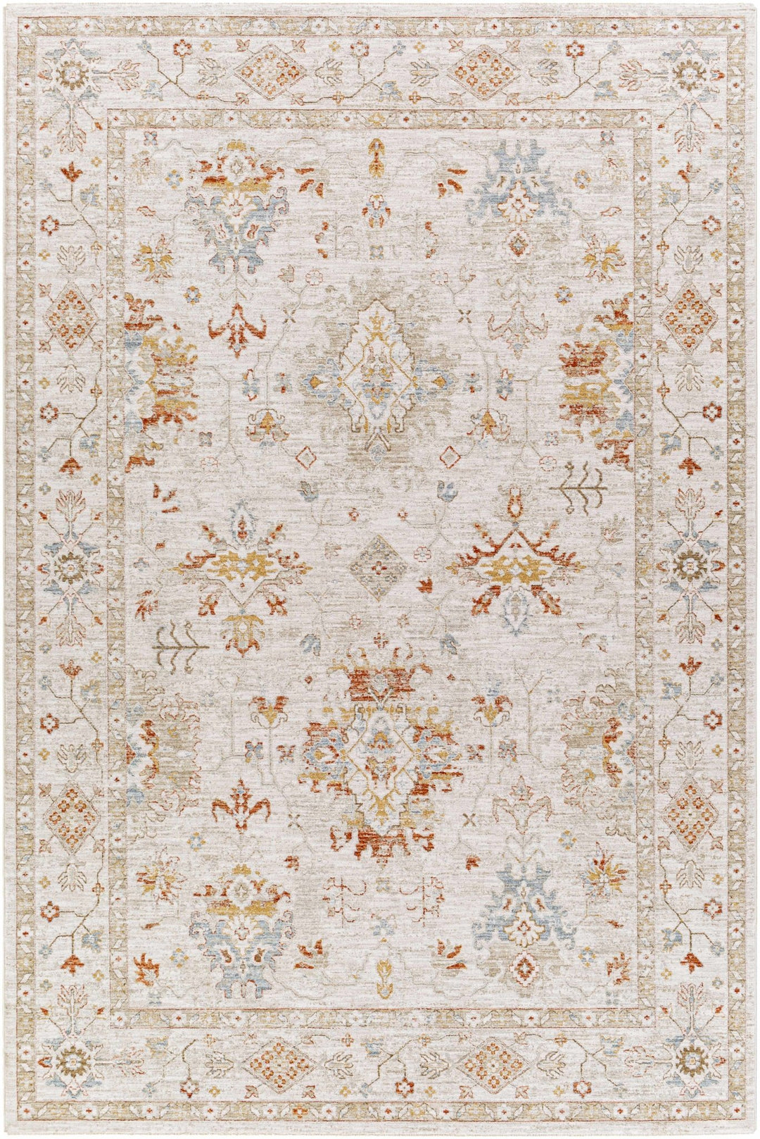 Traditional Oushak Design Beige Machine Woven Area Rug - The Rug Decor