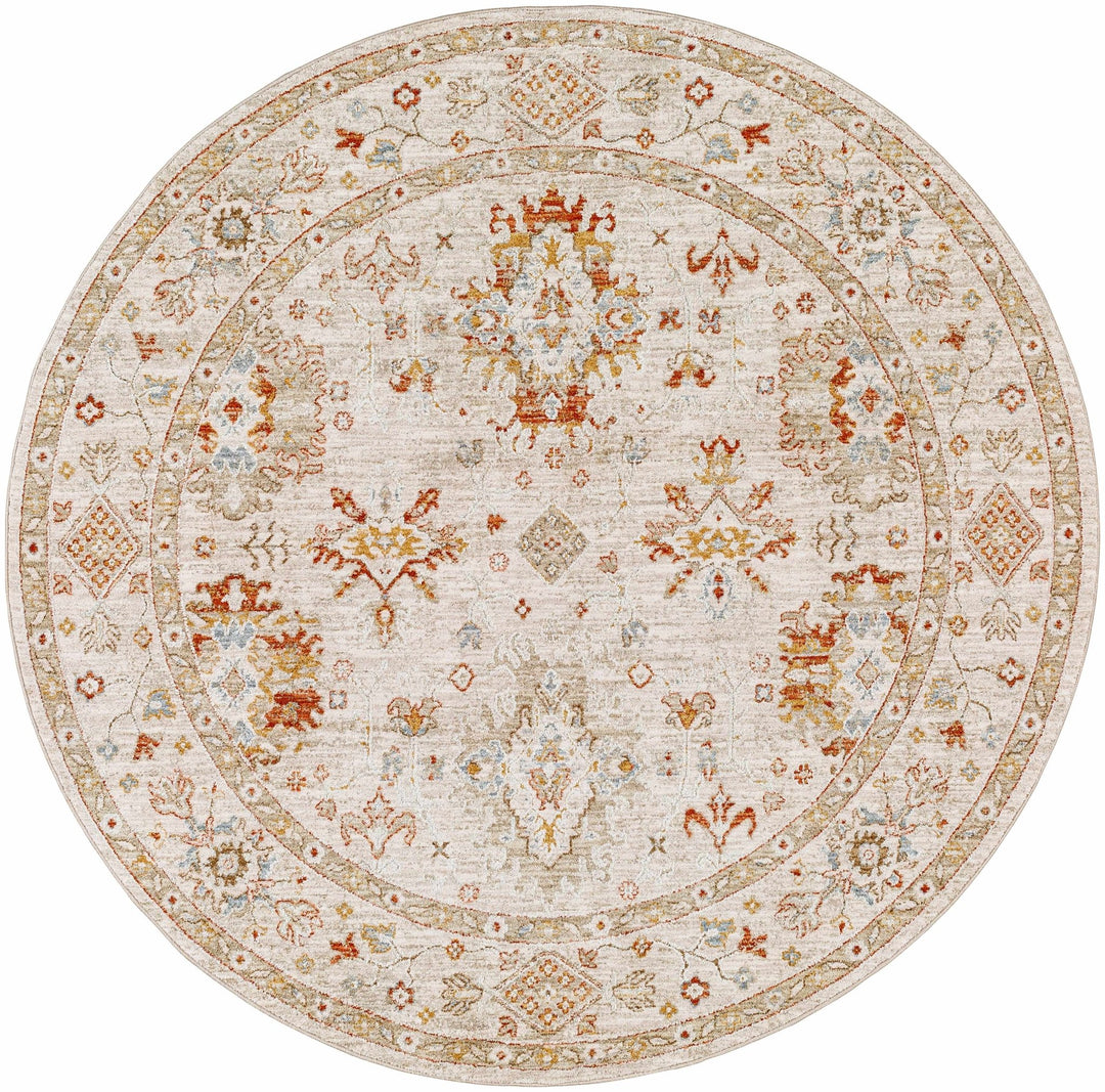 Traditional Oushak Design Beige Machine Woven Area Rug - The Rug Decor