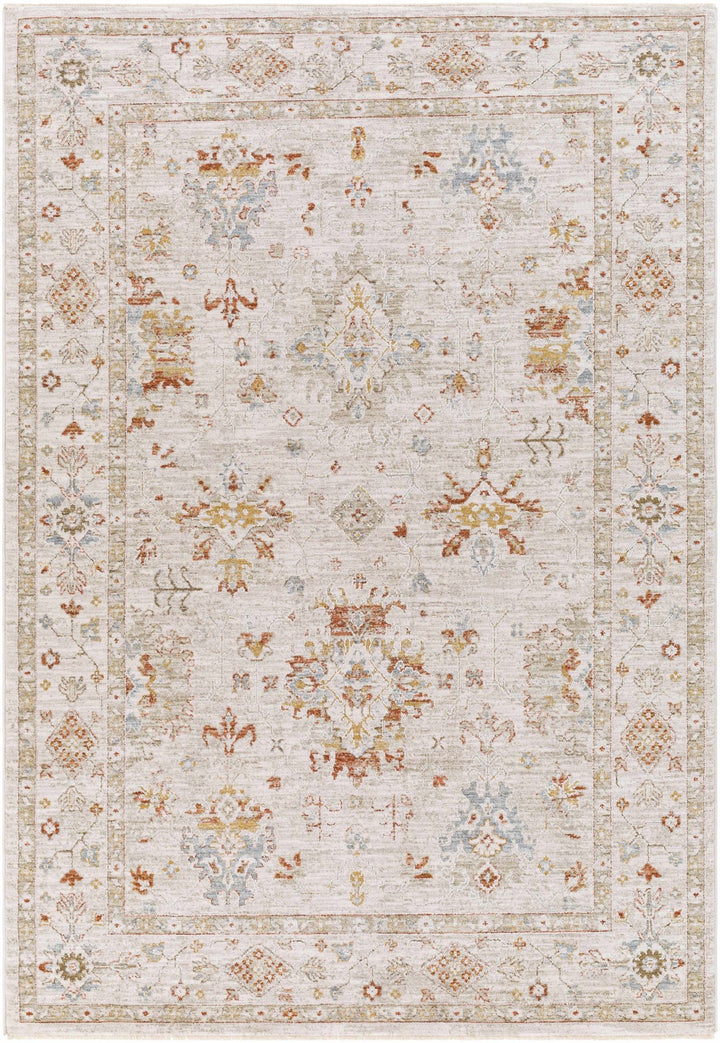 Traditional Oushak Design Beige Machine Woven Area Rug - The Rug Decor
