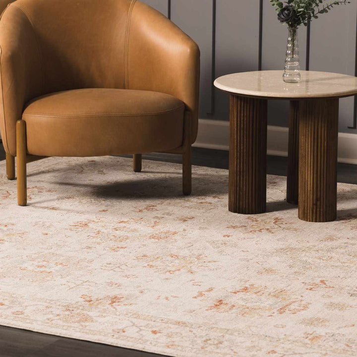 Traditional Oushak Design Beige Machine Woven Area Rug - The Rug Decor