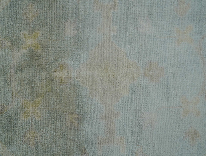 Traditional Oushak Design Blue And Beige 12x15 Hand Knotted Wool Rug - The Rug Decor