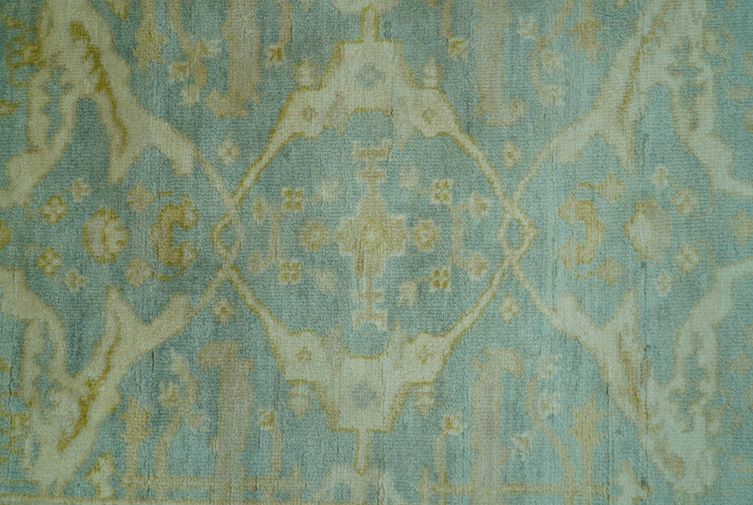 Traditional Oushak Design Blue And Beige 4x6 Hand Knotted Wool Area Rug - The Rug Decor