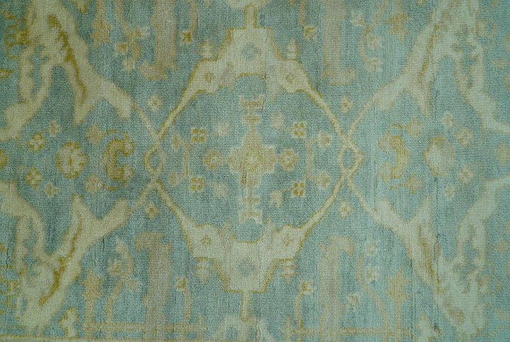 Traditional Oushak Design Blue And Beige 4x6 Hand Knotted Wool Area Rug - The Rug Decor