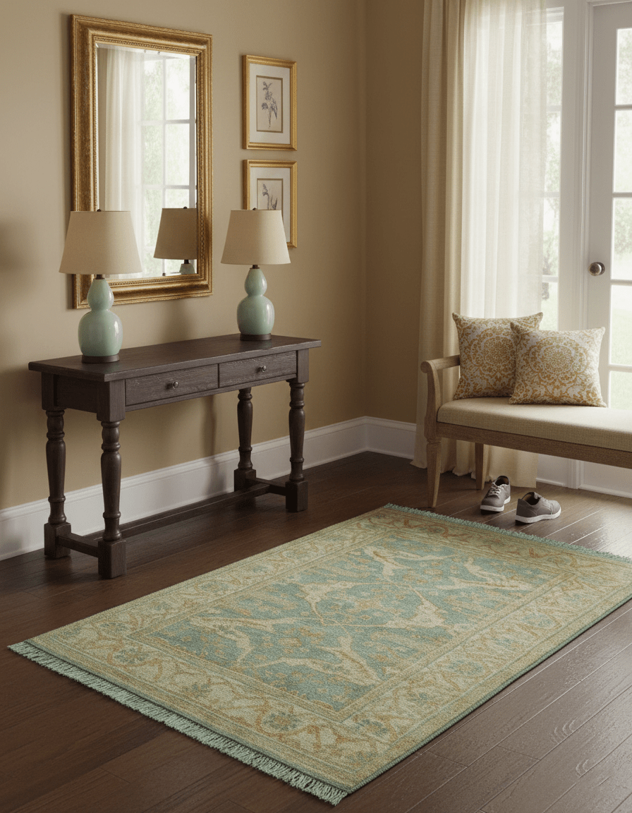 Traditional Oushak Design Blue And Beige 4x6 Hand Knotted Wool Area Rug - The Rug Decor