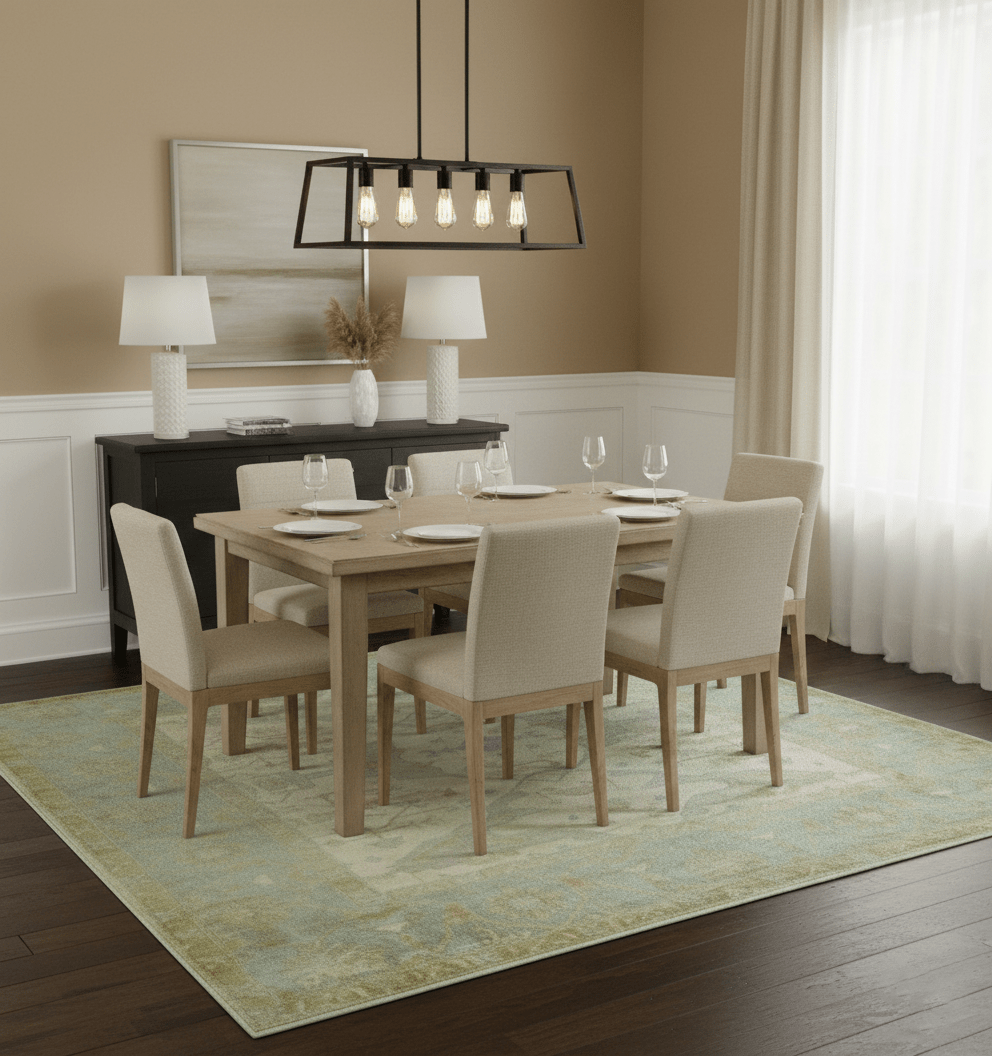 Traditional Oushak Design Blue And Beige Hand Knotted 10x10 Wool Area Rug - The Rug Decor
