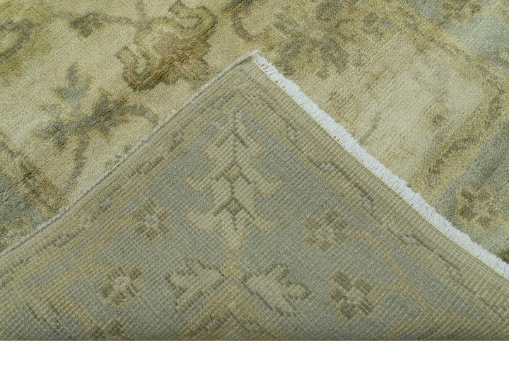Traditional Oushak Design Blue And Beige Hand Knotted 3x5 Wool Area Rug - The Rug Decor