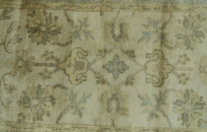 Traditional Oushak Design Blue And Beige Hand Knotted 3x5 Wool Area Rug - The Rug Decor