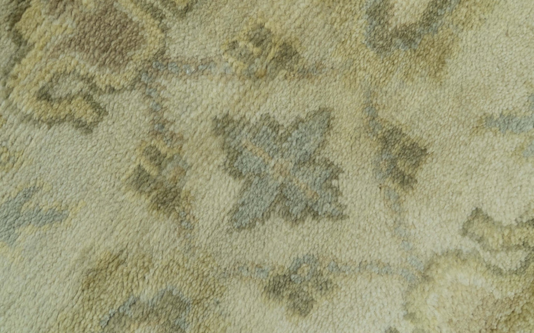 Traditional Oushak Design Blue And Beige Hand Knotted 3x5 Wool Area Rug - The Rug Decor