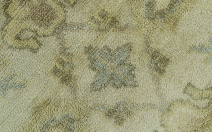 Traditional Oushak Design Blue And Beige Hand Knotted 3x5 Wool Area Rug - The Rug Decor