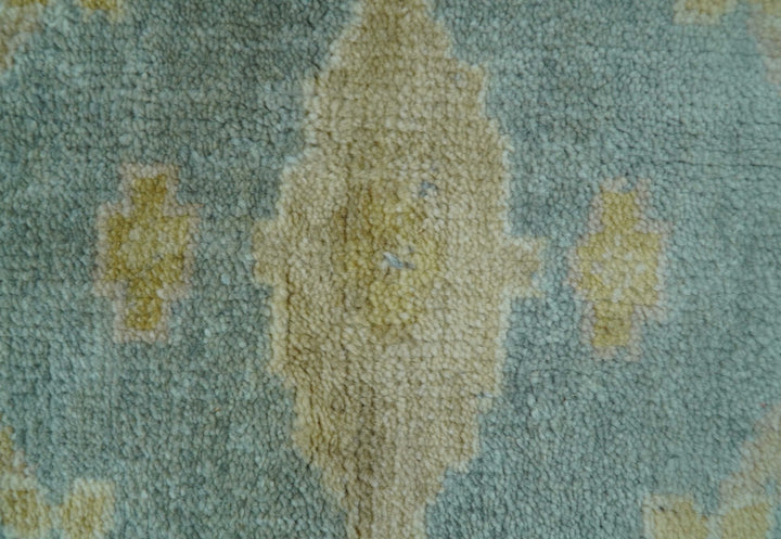 Traditional Oushak Design Blue And Beige Hand Knotted 8x10 Wool Area Rug - The Rug Decor