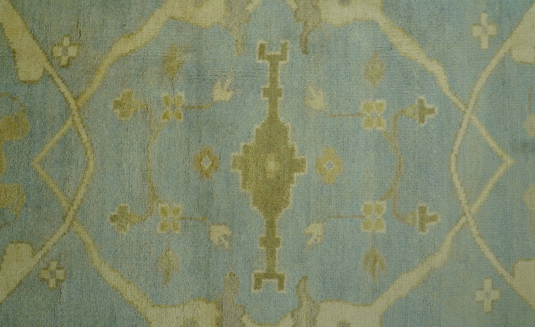Traditional Oushak Design Blue And Beige hand Knotted 8x8 Wool Area Rug - The Rug Decor