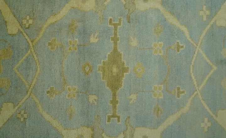 Traditional Oushak Design Blue And Beige hand Knotted 8x8 Wool Area Rug - The Rug Decor