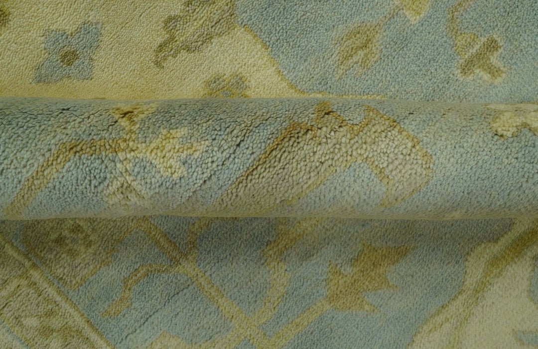 Traditional Oushak Design Blue And Beige hand Knotted 8x8 Wool Area Rug - The Rug Decor