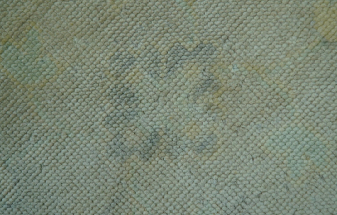 Traditional Oushak Design Blue And Beige Hand Knotted 9x12 Wool Area Rug - The Rug Decor