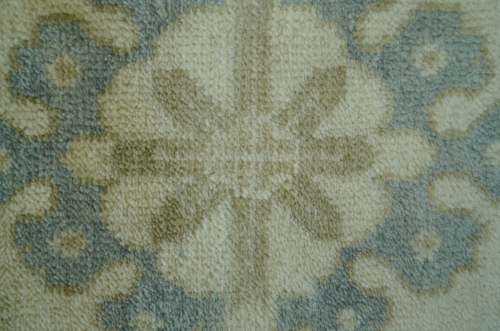 Traditional Oushak Design Blue And Beige Hand Knotted 9x12 Wool Area Rug - The Rug Decor