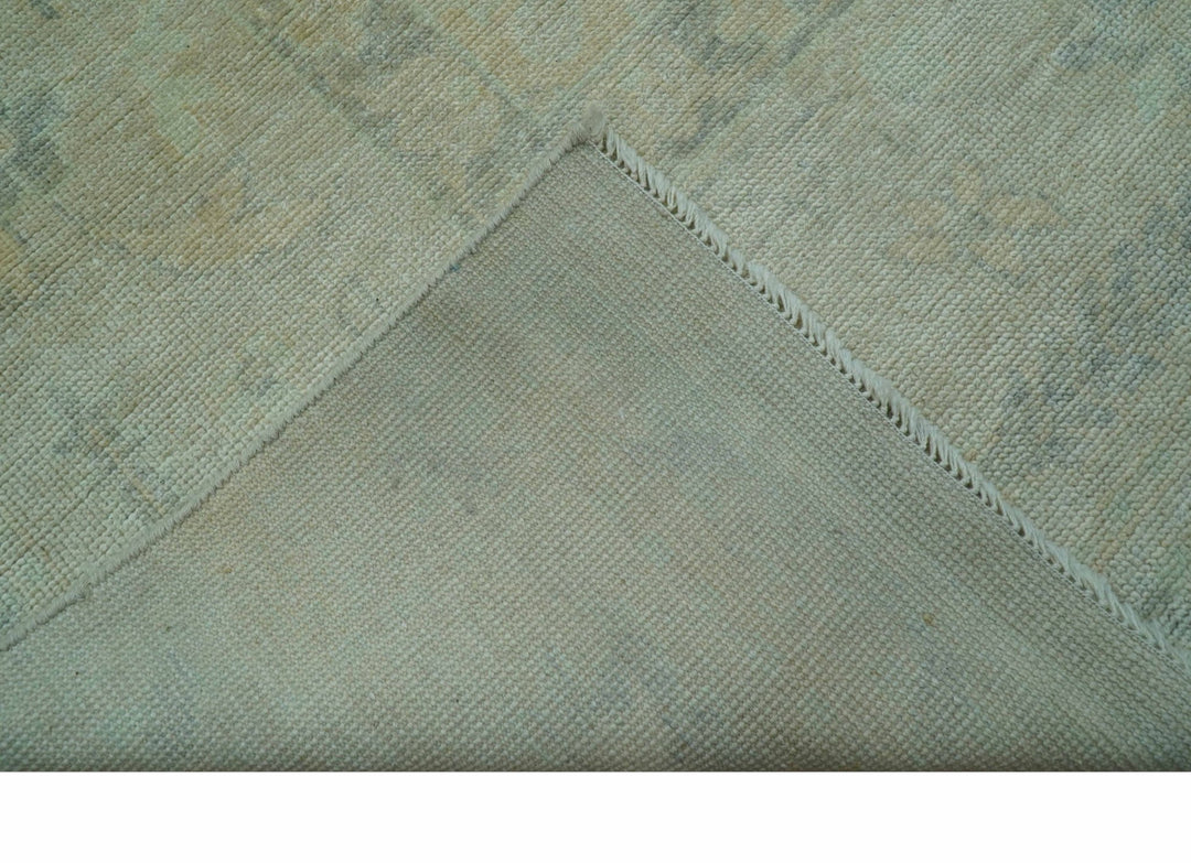 Traditional Oushak Design Blue And Beige Hand Knotted 9x12 Wool Area Rug - The Rug Decor