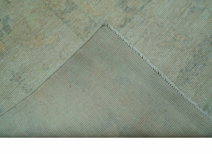 Traditional Oushak Design Blue And Beige Hand Knotted 9x12 Wool Area Rug - The Rug Decor