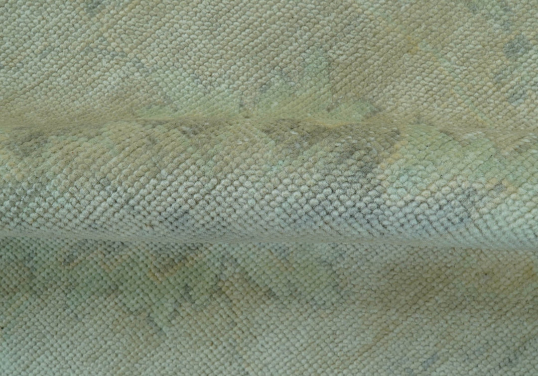 Traditional Oushak Design Blue And Beige Hand Knotted 9x12 Wool Area Rug - The Rug Decor