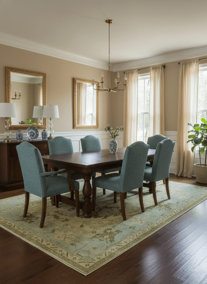 Traditional Oushak Design Blue And Beige Hand Knotted 9x13 Wool Area Rug - The Rug Decor