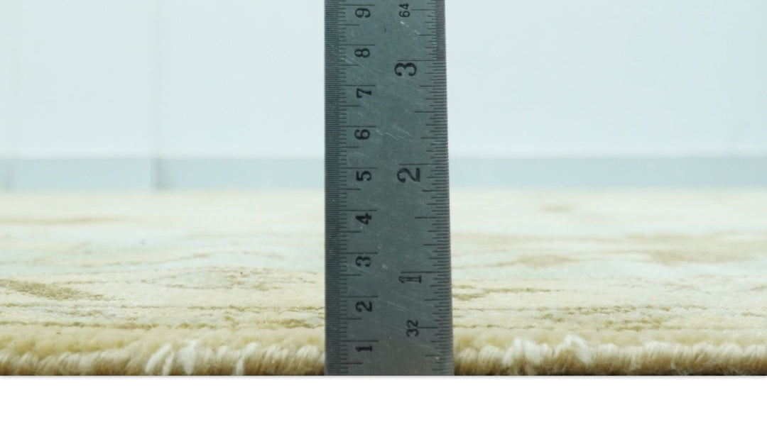 Traditional Oushak Design Blue And Beige Hand Knotted 9x13 Wool Area Rug - The Rug Decor