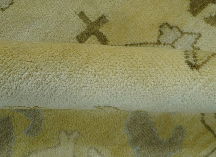 Traditional Oushak Design Blue And Beige Hand Knotted 9x13 Wool Area Rug - The Rug Decor