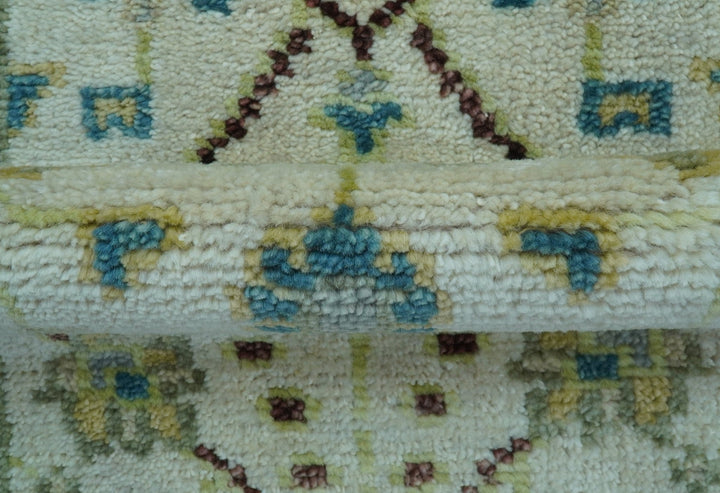 Traditional Oushak Design Blue And Ivory 2x3 Hand knotted Wool Area Rug - The Rug Decor