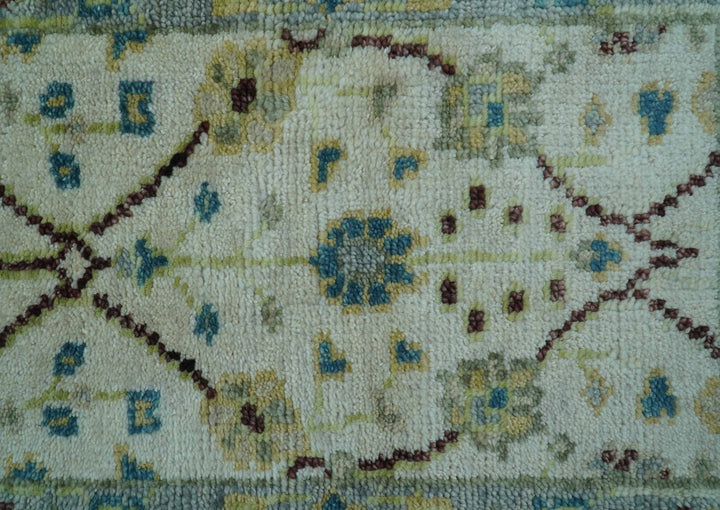 Traditional Oushak Design Blue And Ivory 2x3 Hand knotted Wool Area Rug - The Rug Decor