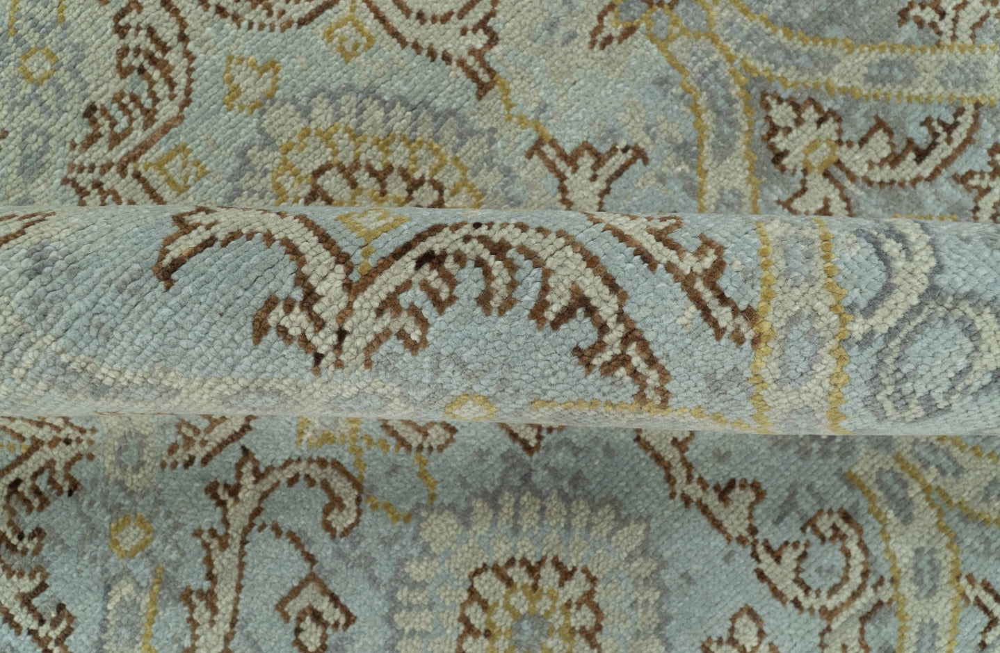 Traditional Oushak Design Blue, Brown And Gray 6X9 Hand Knotted wool rug - The Rug Decor