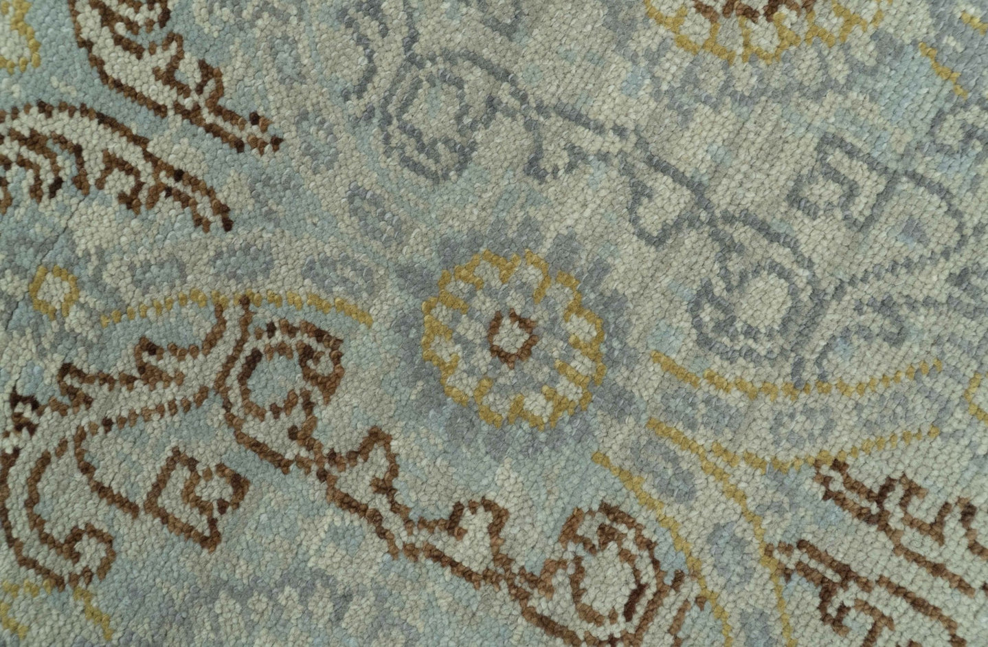 Traditional Oushak Design Blue, Brown And Gray 6X9 Hand Knotted wool rug - The Rug Decor