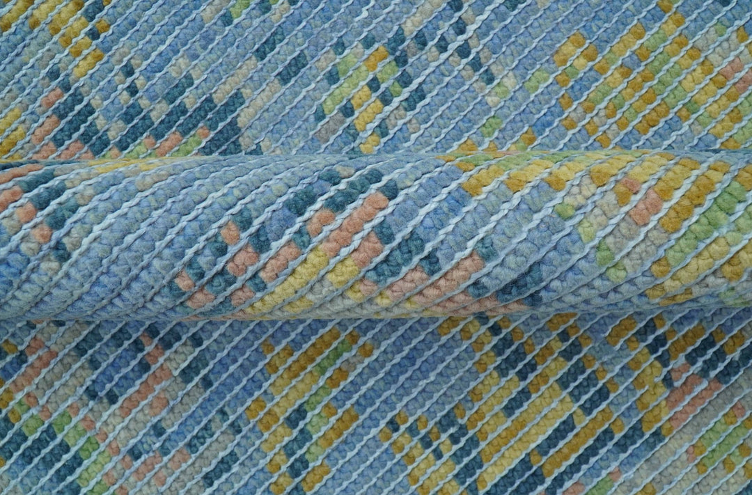 Traditional Oushak Design Blue Hand knotted 6x9 Wool Area Rug - The Rug Decor