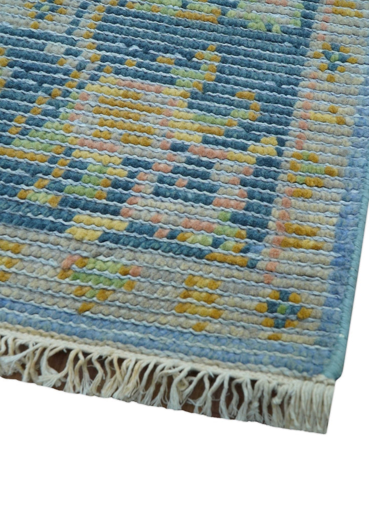 Traditional Oushak Design Blue Hand knotted 6x9 Wool Area Rug - The Rug Decor