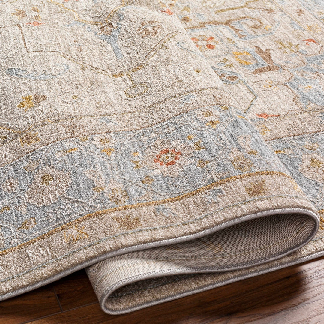 Traditional Oushak Design Brown Machine Woven Rug - The Rug Decor