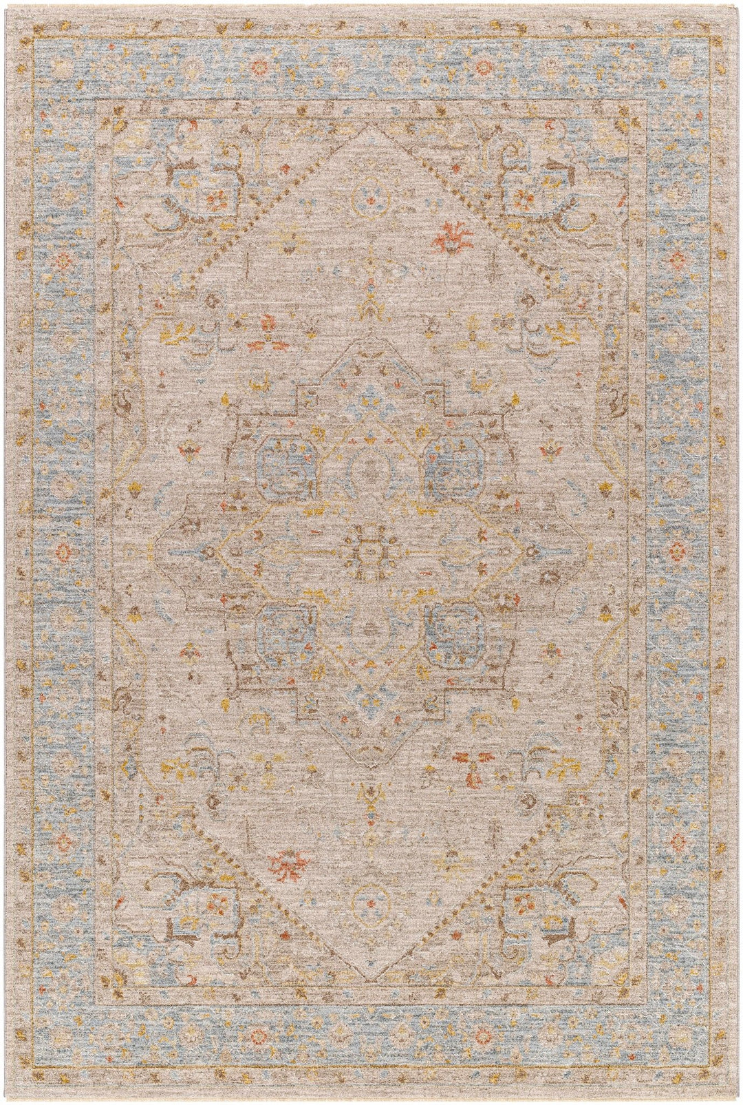 Traditional Oushak Design Brown Machine Woven Rug - The Rug Decor