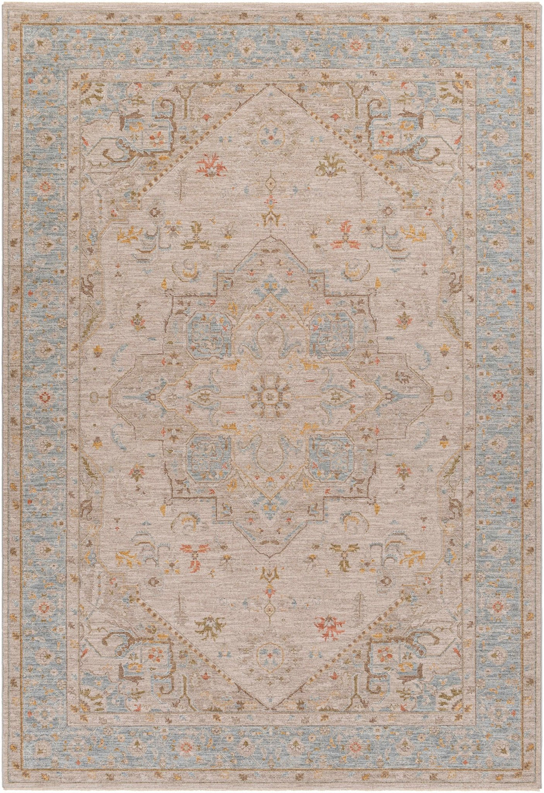 Traditional Oushak Design Brown Machine Woven Rug - The Rug Decor