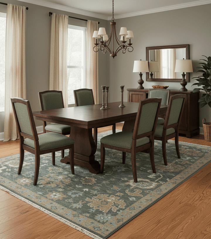 Traditional Oushak Design Charcoal And Camel Hand Knotted Custom Made Wool rug - The Rug Decor