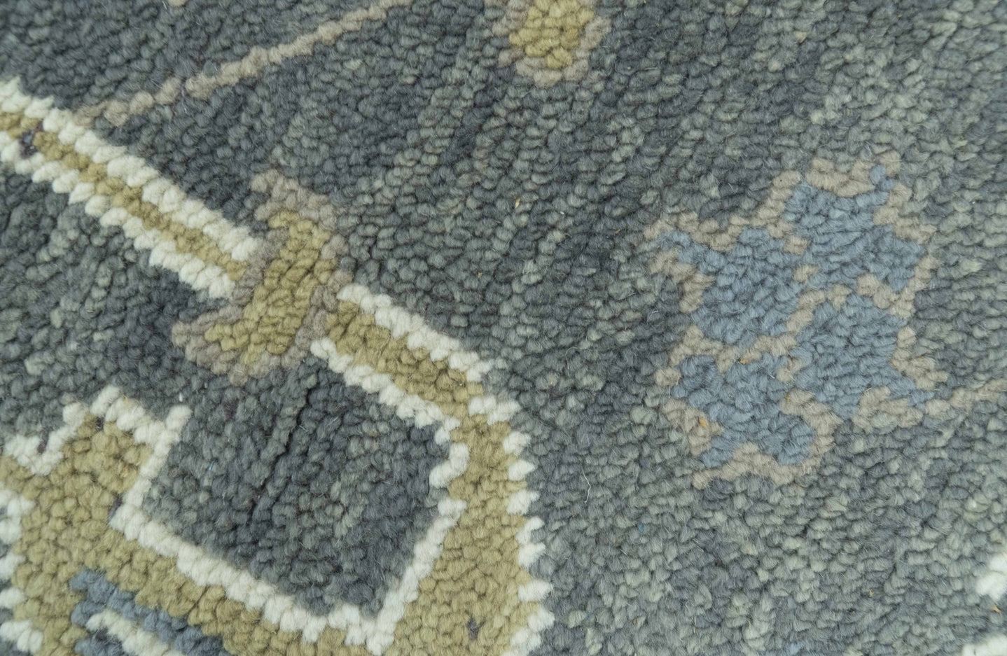 Traditional Oushak Design Charcoal And Camel Hand Knotted Custom Made Wool rug - The Rug Decor