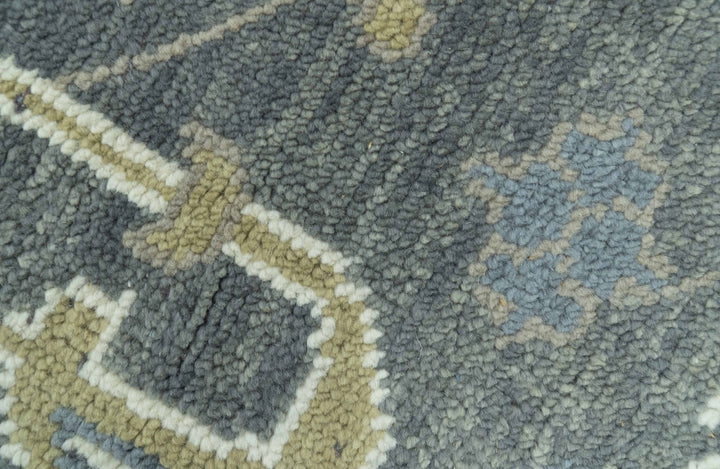 Traditional Oushak Design Charcoal And Camel Hand Knotted Custom Made Wool rug - The Rug Decor