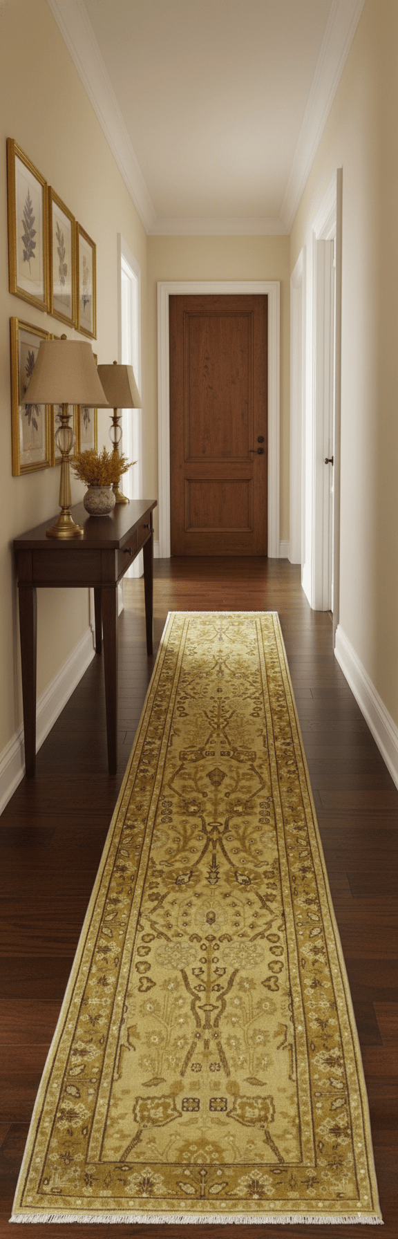 Traditional Oushak Design Gold And Brown 3x12 Hand Knotted Wool Area Rug - The Rug Decor