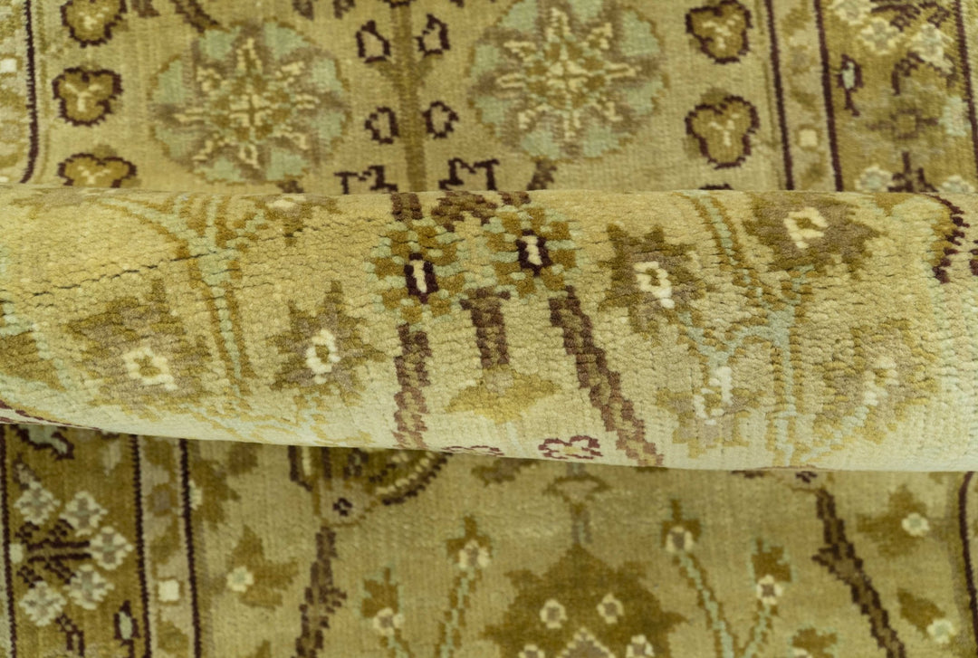 Traditional Oushak Design Gold And Brown 3x12 Hand Knotted Wool Area Rug - The Rug Decor