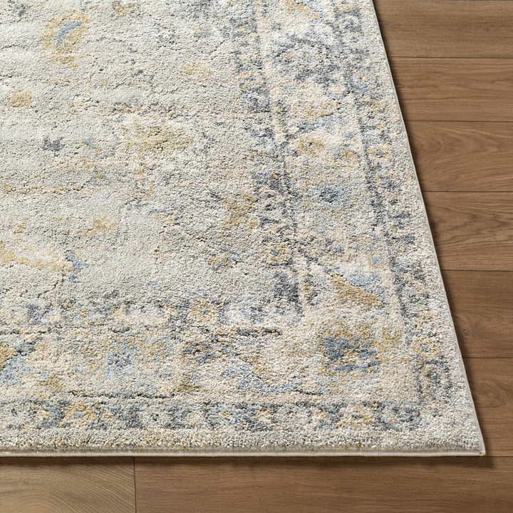 Traditional Oushak Design Gray And Yellow Machine Woven Area Rug - The Rug Decor